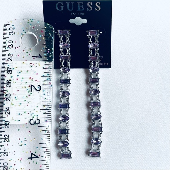 NWT GUESS Drop Earrings - Silver & Purple 💜✨ - Picture 6 of 8